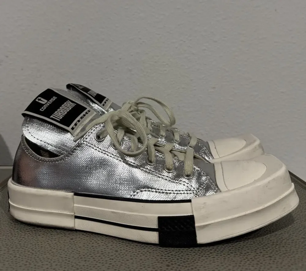 Converse Chuck 70 Low x Rick Owens Turbodrk Silver Lacquer 2022 Sz 7 Men’s